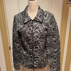 ALGO. Black & White Zebra Printed Jacket with Zipper Closure. Size L. Ru…